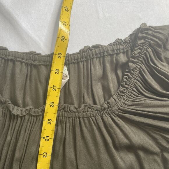 Elan Womens Olive Green Bell Sleeve Boho Top One Size Flowy Neutral Hippie Indie - Picture 3 of 11